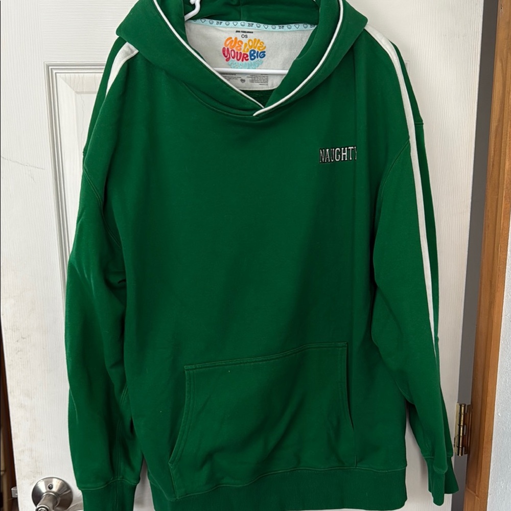 Big Feelings Naughty Green Pullover Sweatshirt with White Trim
